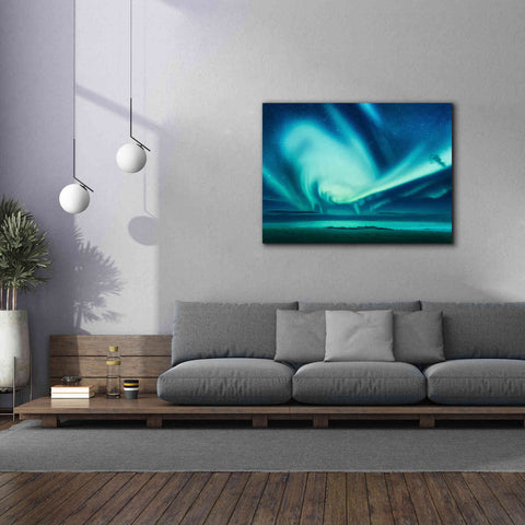 Image of 'Polar Lights Above The Sea Green Northern Lights' by Epic Portfolio, Giclee Canvas Wall Art,54x40