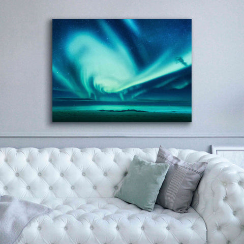 Image of 'Polar Lights Above The Sea Green Northern Lights' by Epic Portfolio, Giclee Canvas Wall Art,54x40