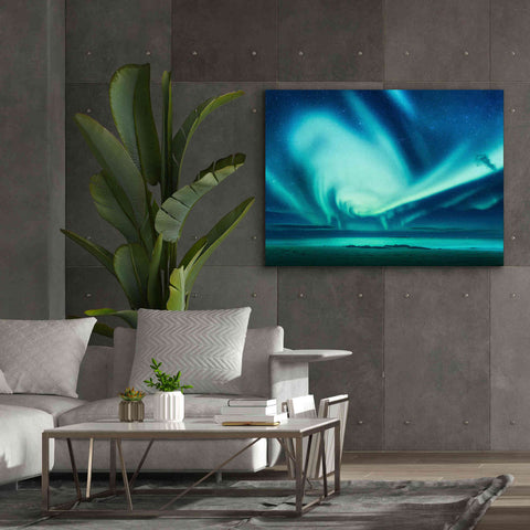 Image of 'Polar Lights Above The Sea Green Northern Lights' by Epic Portfolio, Giclee Canvas Wall Art,54x40