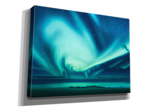 Image of 'Polar Lights Above The Sea Green Northern Lights' by Epic Portfolio, Giclee Canvas Wall Art