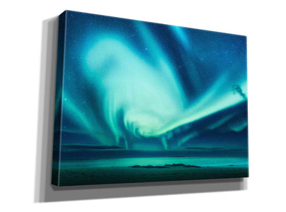 'Polar Lights Above The Sea Green Northern Lights' by Epic Portfolio, Giclee Canvas Wall Art