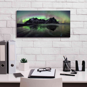 'Water And Mountain During Northern Lights' by Epic Portfolio, Giclee Canvas Wall Art,24x12