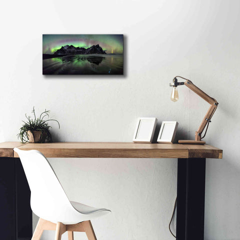 Image of 'Water And Mountain During Northern Lights' by Epic Portfolio, Giclee Canvas Wall Art,24x12