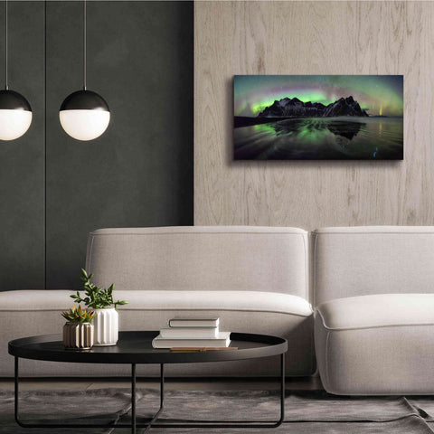 Image of 'Water And Mountain During Northern Lights' by Epic Portfolio, Giclee Canvas Wall Art,40x20