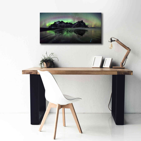 Image of 'Water And Mountain During Northern Lights' by Epic Portfolio, Giclee Canvas Wall Art,40x20