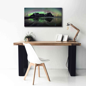'Water And Mountain During Northern Lights' by Epic Portfolio, Giclee Canvas Wall Art,40x20