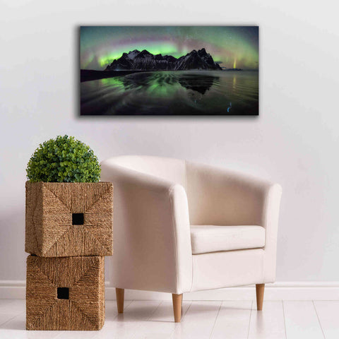 Image of 'Water And Mountain During Northern Lights' by Epic Portfolio, Giclee Canvas Wall Art,40x20