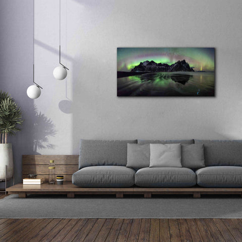 Image of 'Water And Mountain During Northern Lights' by Epic Portfolio, Giclee Canvas Wall Art,60x30