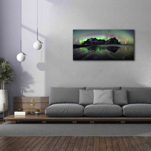 'Water And Mountain During Northern Lights' by Epic Portfolio, Giclee Canvas Wall Art,60x30