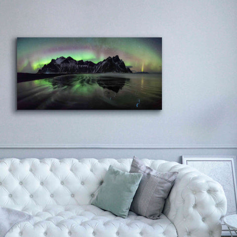 Image of 'Water And Mountain During Northern Lights' by Epic Portfolio, Giclee Canvas Wall Art,60x30