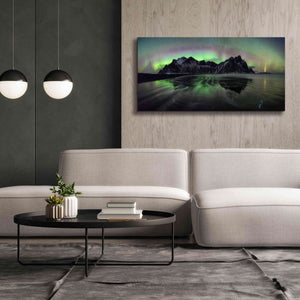'Water And Mountain During Northern Lights' by Epic Portfolio, Giclee Canvas Wall Art,60x30