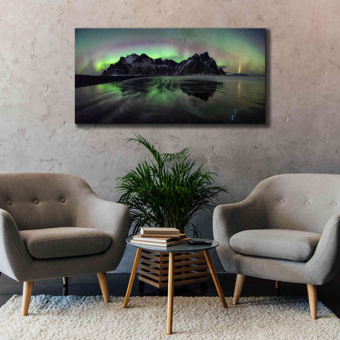 Image of 'Water And Mountain During Northern Lights' by Epic Portfolio, Giclee Canvas Wall Art,60x30