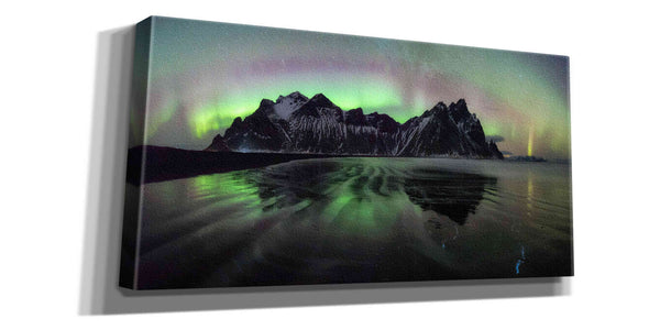 'Water And Mountain During Northern Lights' by Epic Portfolio, Giclee Canvas Wall Art