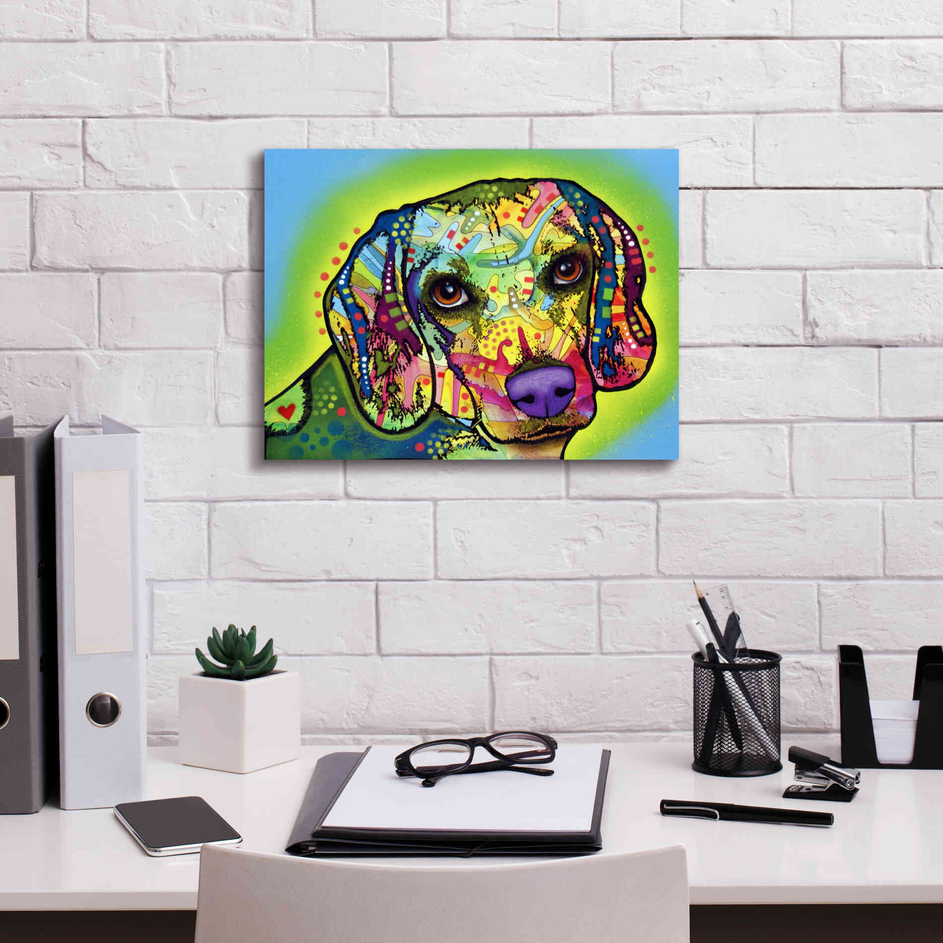 'Beagle' by Dean Russo, Giclee Canvas Wall Art,16x12