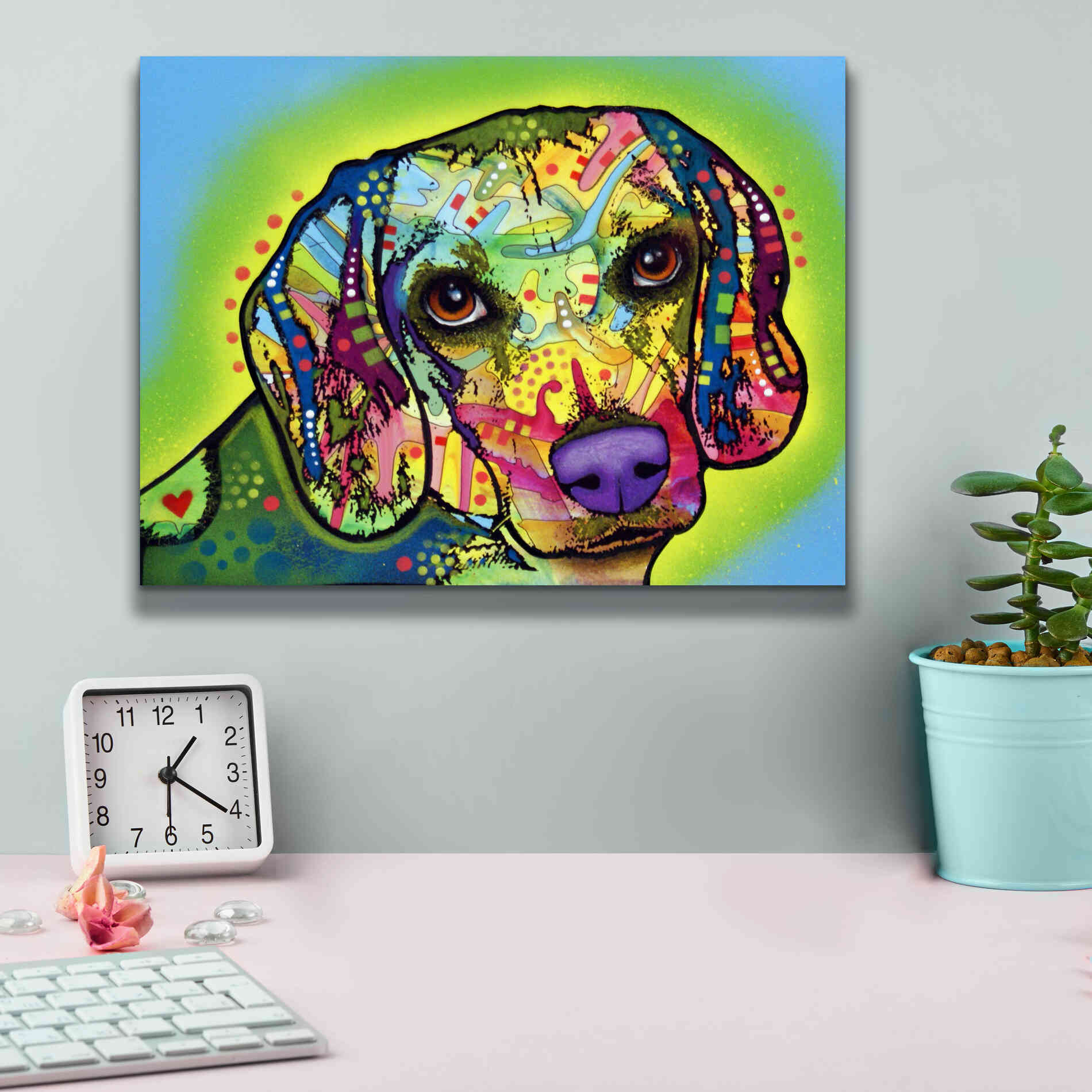 'Beagle' by Dean Russo, Giclee Canvas Wall Art,16x12