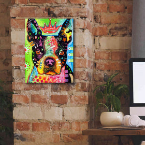 'Boston Terrier Crowned' by Dean Russo, Giclee Canvas Wall Art,12x16