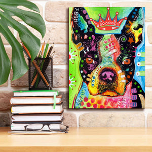 'Boston Terrier Crowned' by Dean Russo, Giclee Canvas Wall Art,12x16