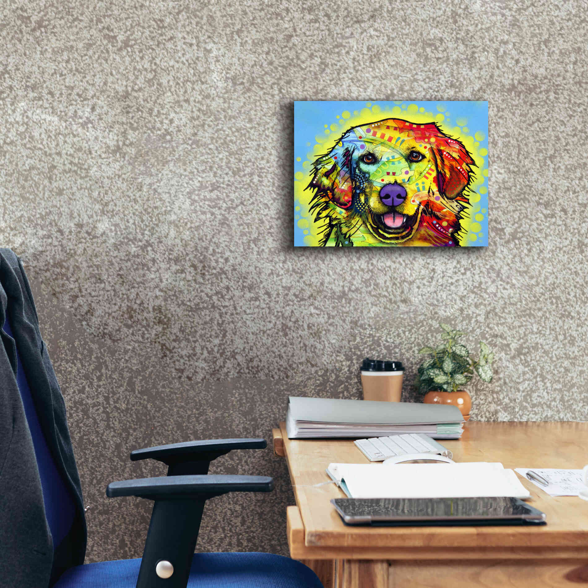 'Golden Retriever' by Dean Russo, Giclee Canvas Wall Art,16x12