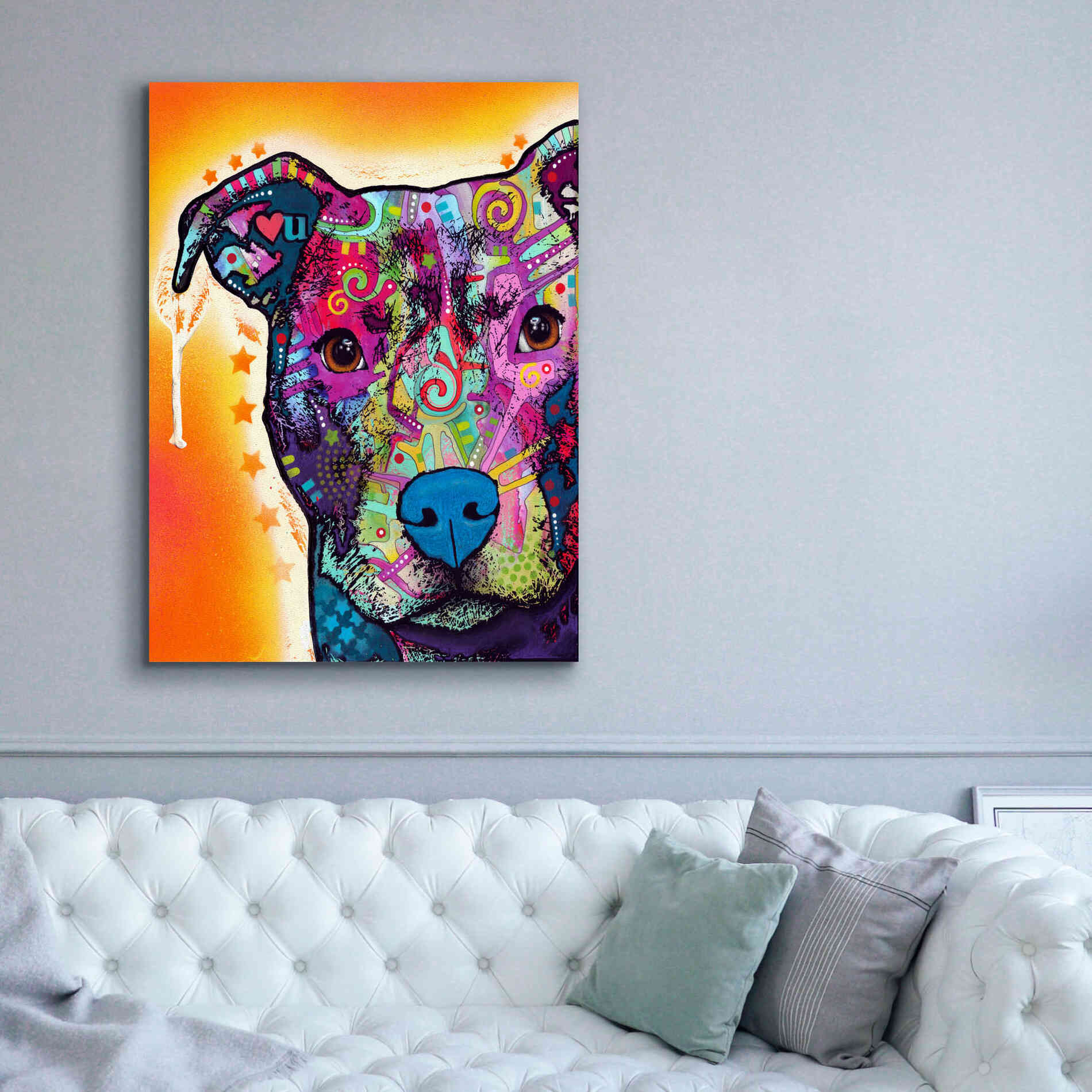 'Heart U Pit Bull' by Dean Russo, Giclee Canvas Wall Art,40x54