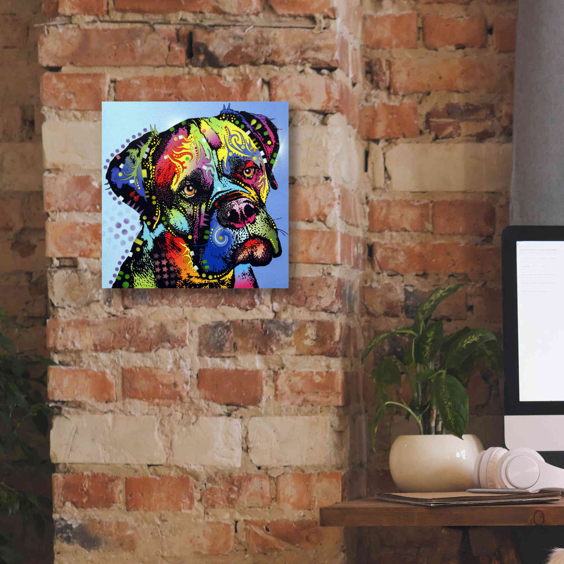 'Mastiff Warrior' by Dean Russo, Giclee Canvas Wall Art,12x12