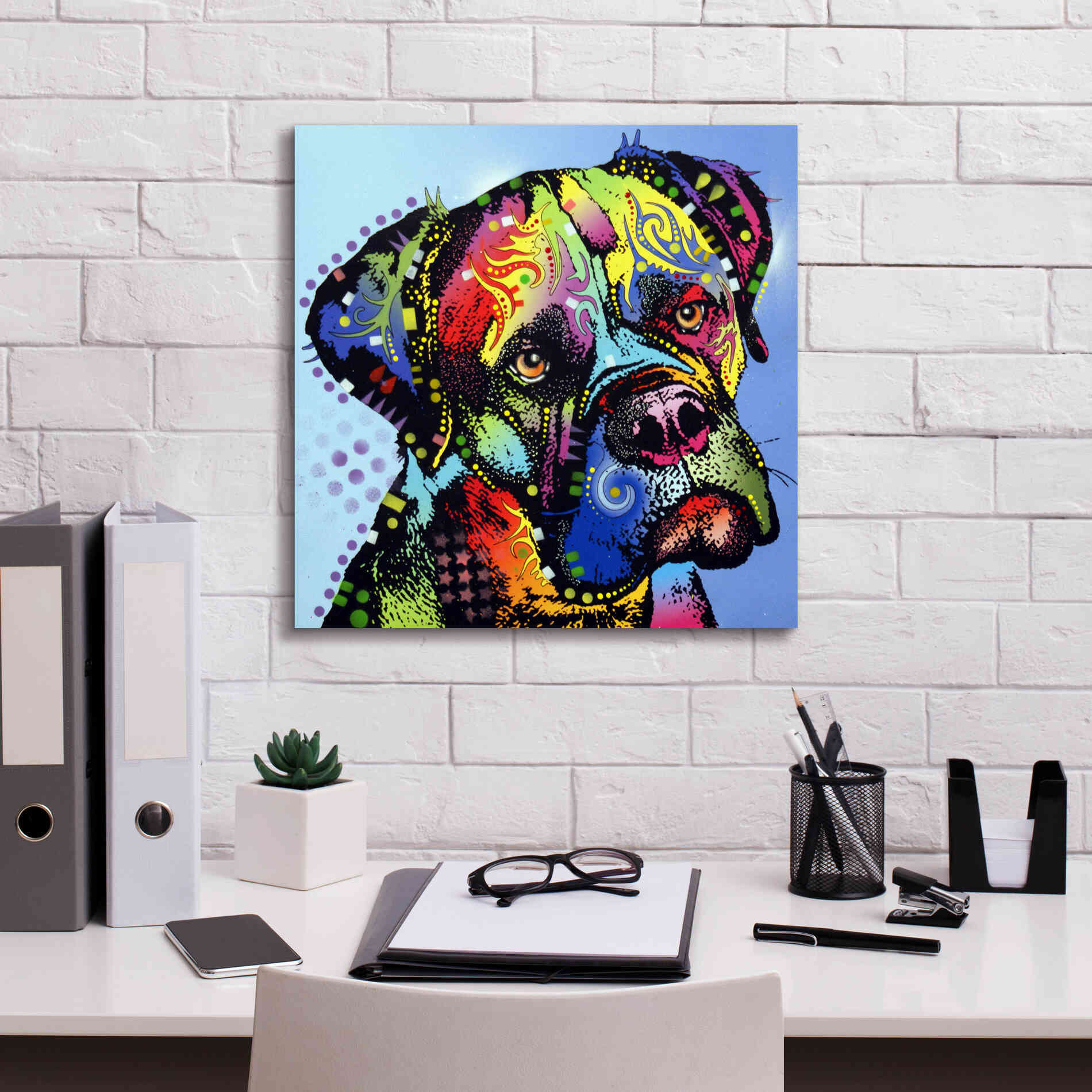 'Mastiff Warrior' by Dean Russo, Giclee Canvas Wall Art,18x18