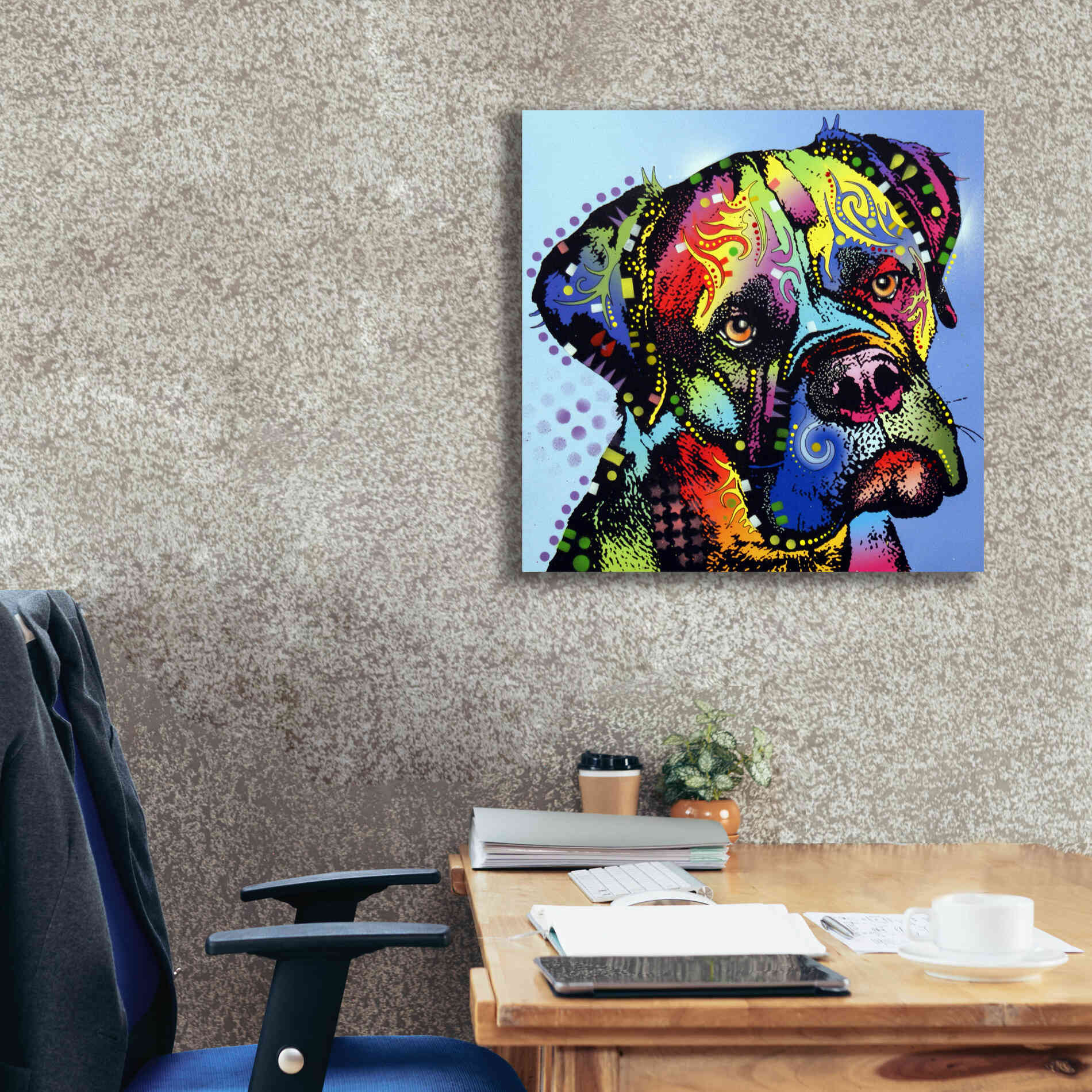 'Mastiff Warrior' by Dean Russo, Giclee Canvas Wall Art,26x26