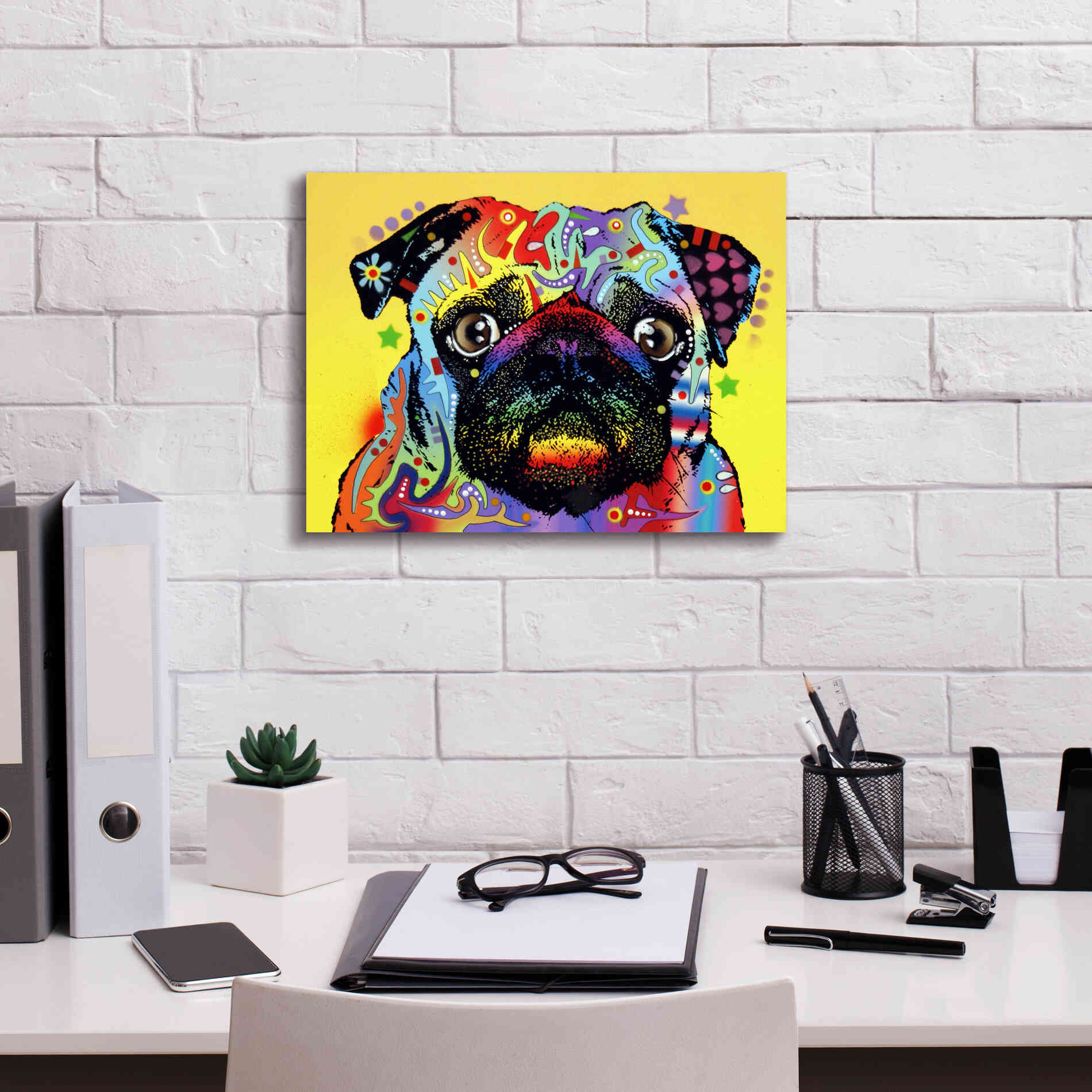 'Pug 1' by Dean Russo, Giclee Canvas Wall Art,16x12
