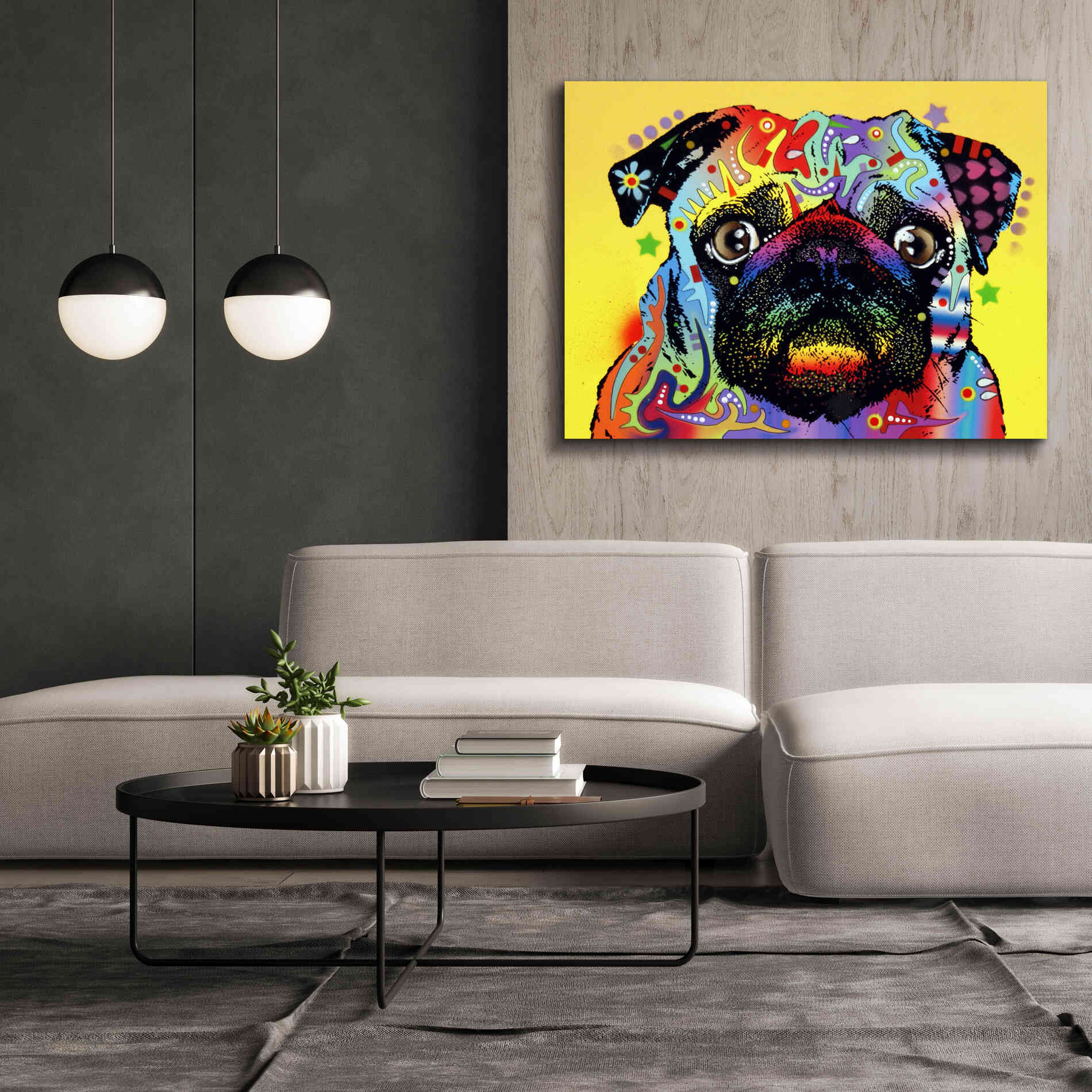 'Pug 1' by Dean Russo, Giclee Canvas Wall Art,54x40