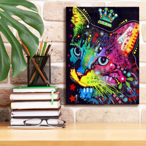 'Thinking Cat Crowned' by Dean Russo, Giclee Canvas Wall Art,12x16