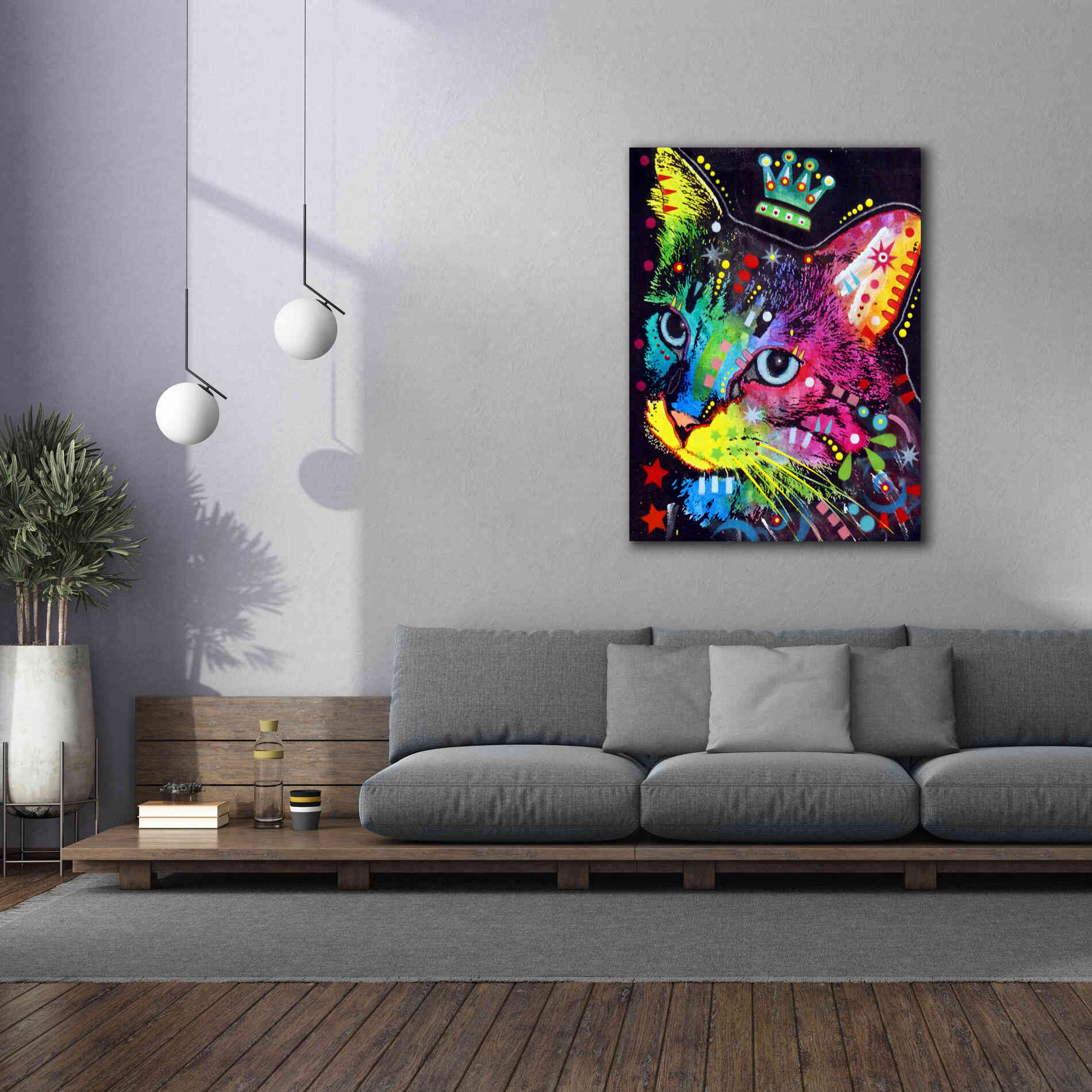 'Thinking Cat Crowned' by Dean Russo, Giclee Canvas Wall Art,40x54