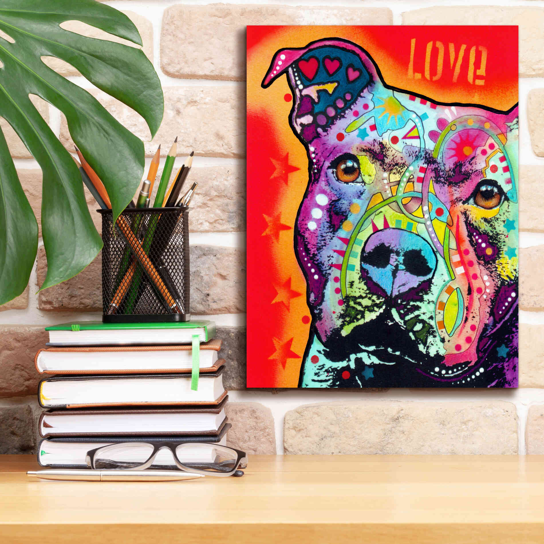 'Thoughtful Pitbull' by Dean Russo, Giclee Canvas Wall Art,12x16