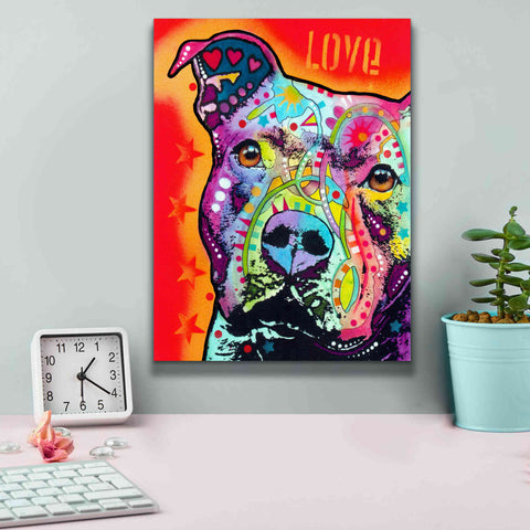 Image of 'Thoughtful Pitbull' by Dean Russo, Giclee Canvas Wall Art,12x16