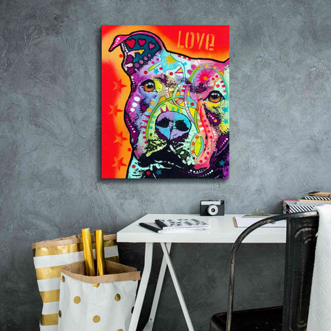 Image of 'Thoughtful Pitbull' by Dean Russo, Giclee Canvas Wall Art,20x24