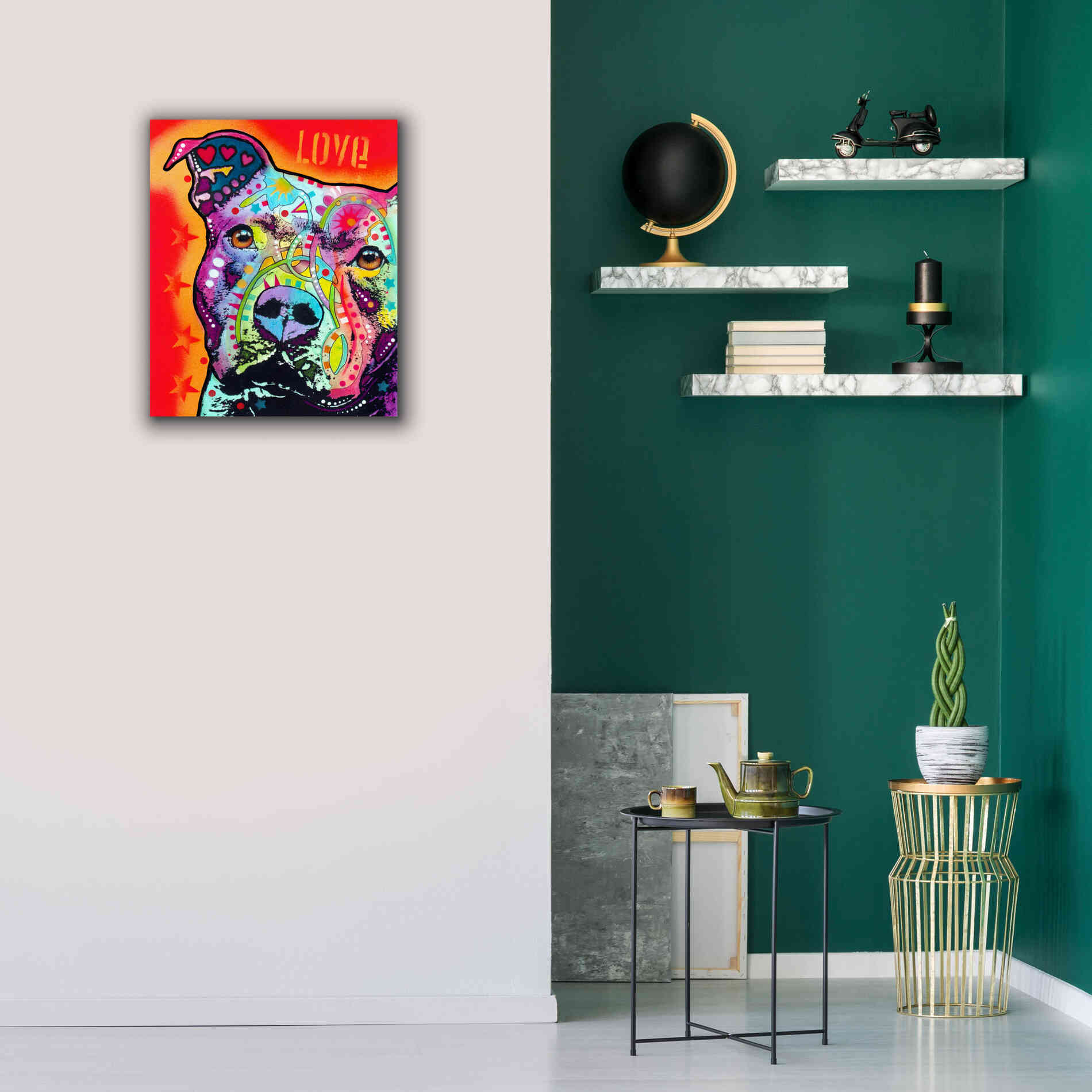 'Thoughtful Pitbull' by Dean Russo, Giclee Canvas Wall Art,20x24