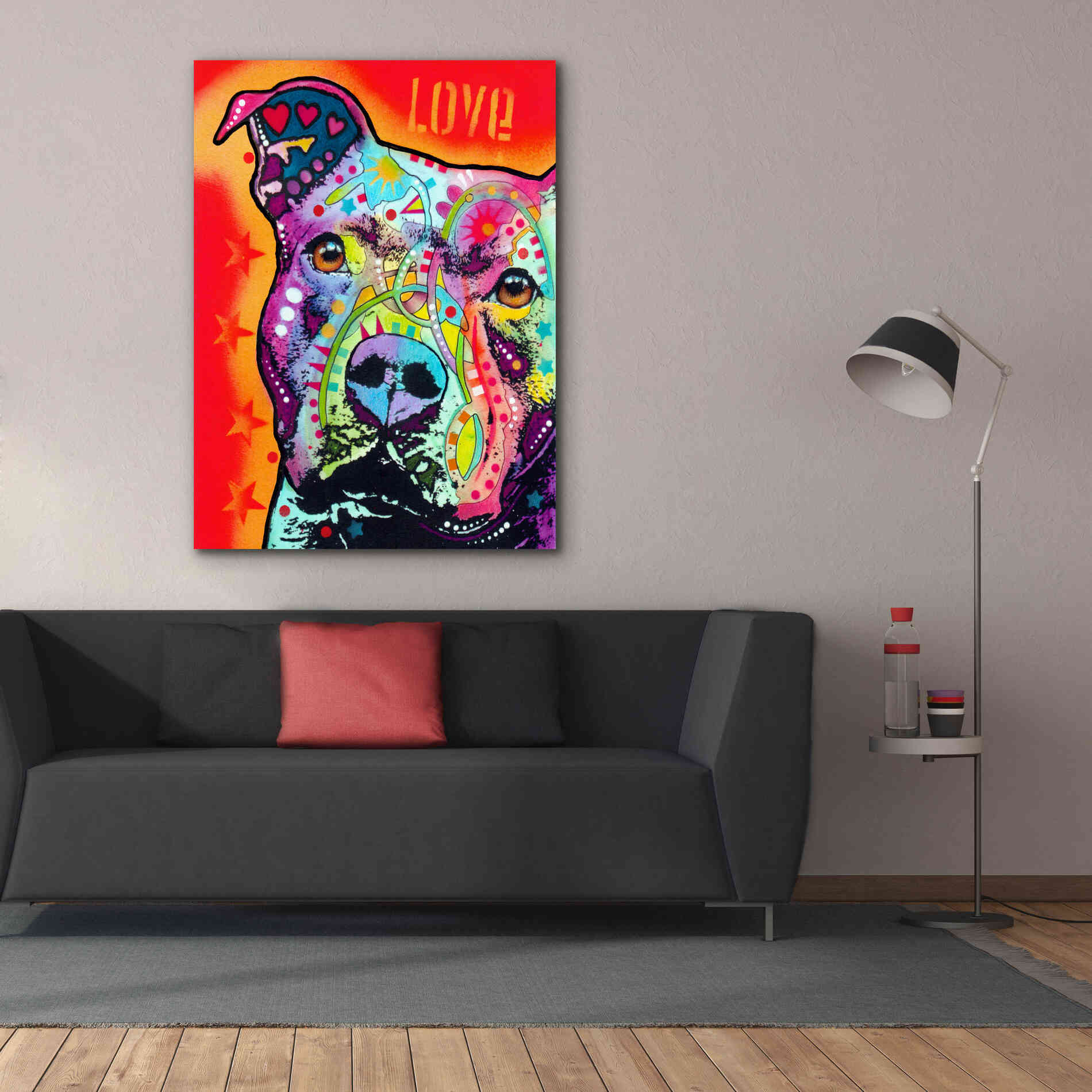 'Thoughtful Pitbull' by Dean Russo, Giclee Canvas Wall Art,40x54