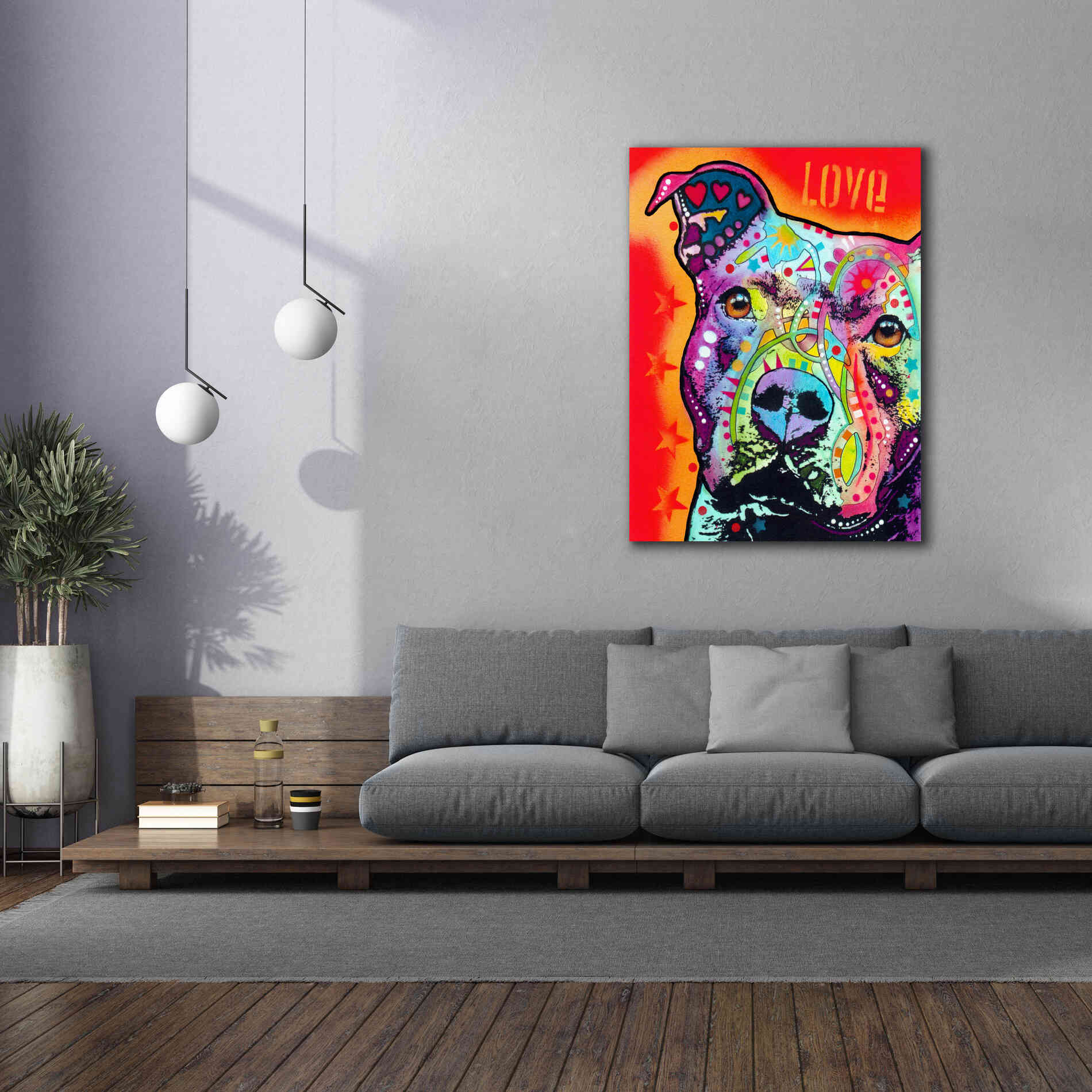 'Thoughtful Pitbull' by Dean Russo, Giclee Canvas Wall Art,40x54