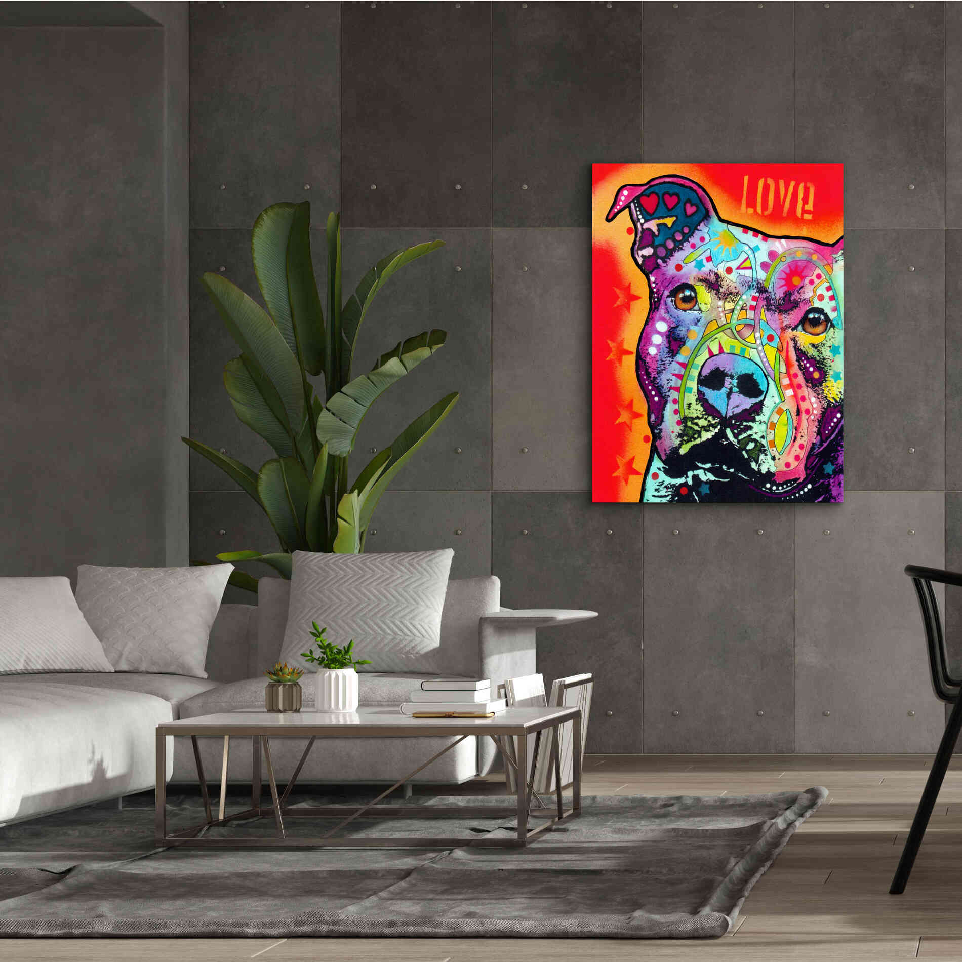 'Thoughtful Pitbull' by Dean Russo, Giclee Canvas Wall Art,40x54