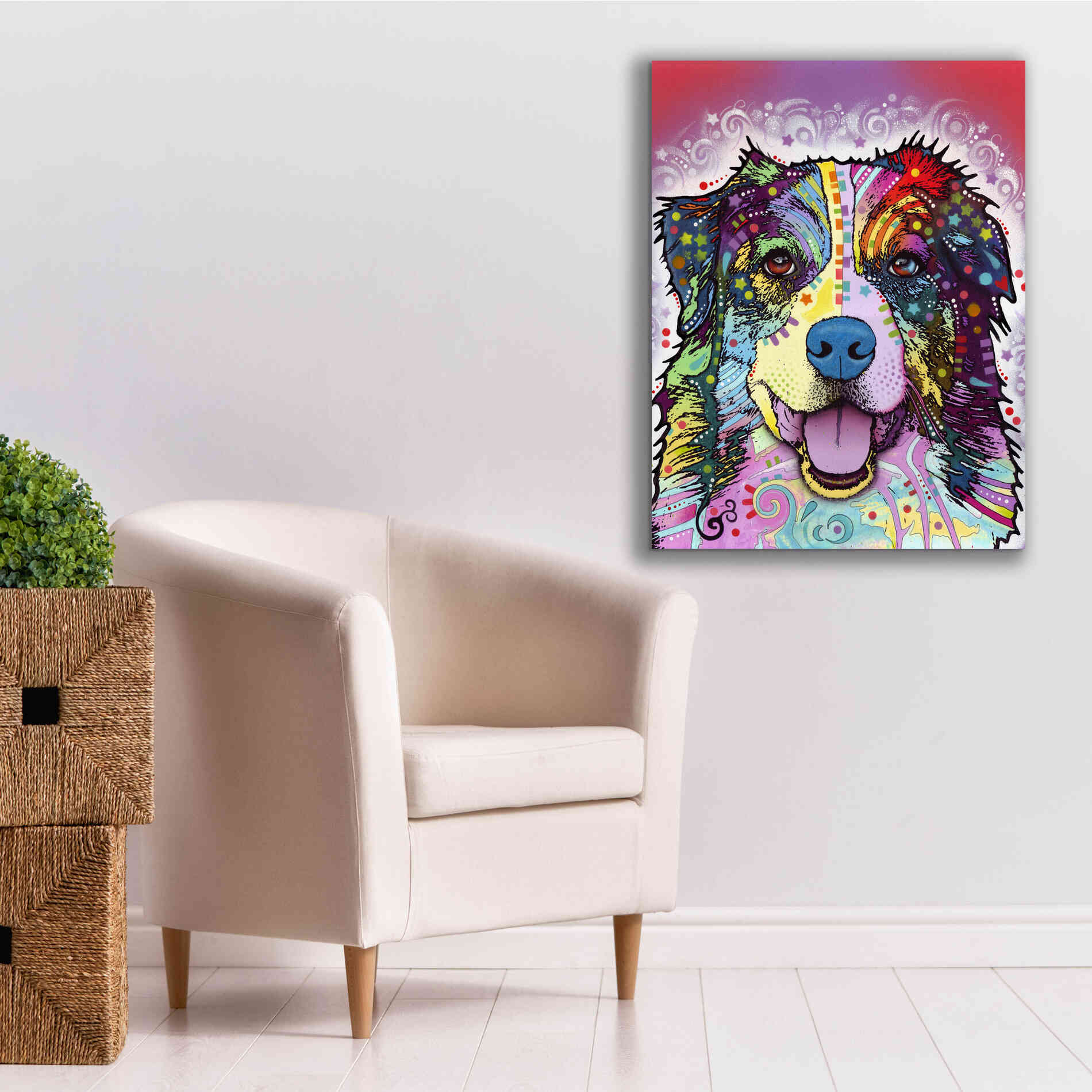 'Australian Shepherd' by Dean Russo, Giclee Canvas Wall Art,26x34