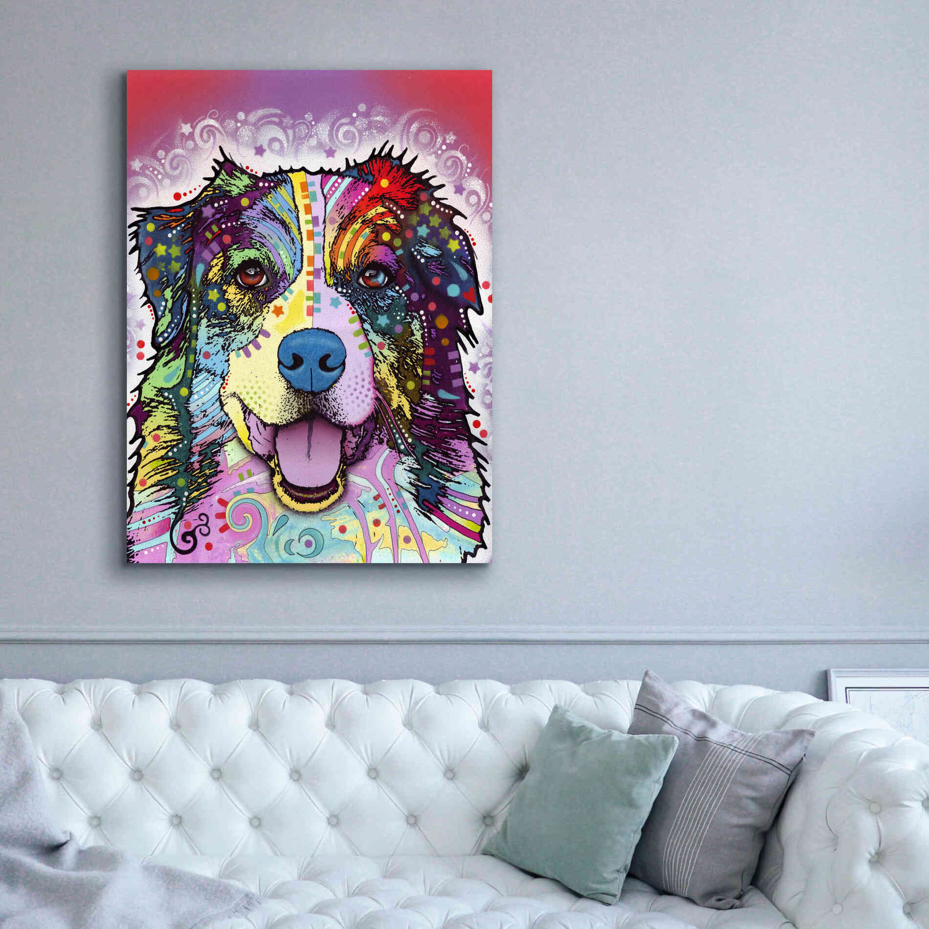 'Australian Shepherd' by Dean Russo, Giclee Canvas Wall Art,40x54