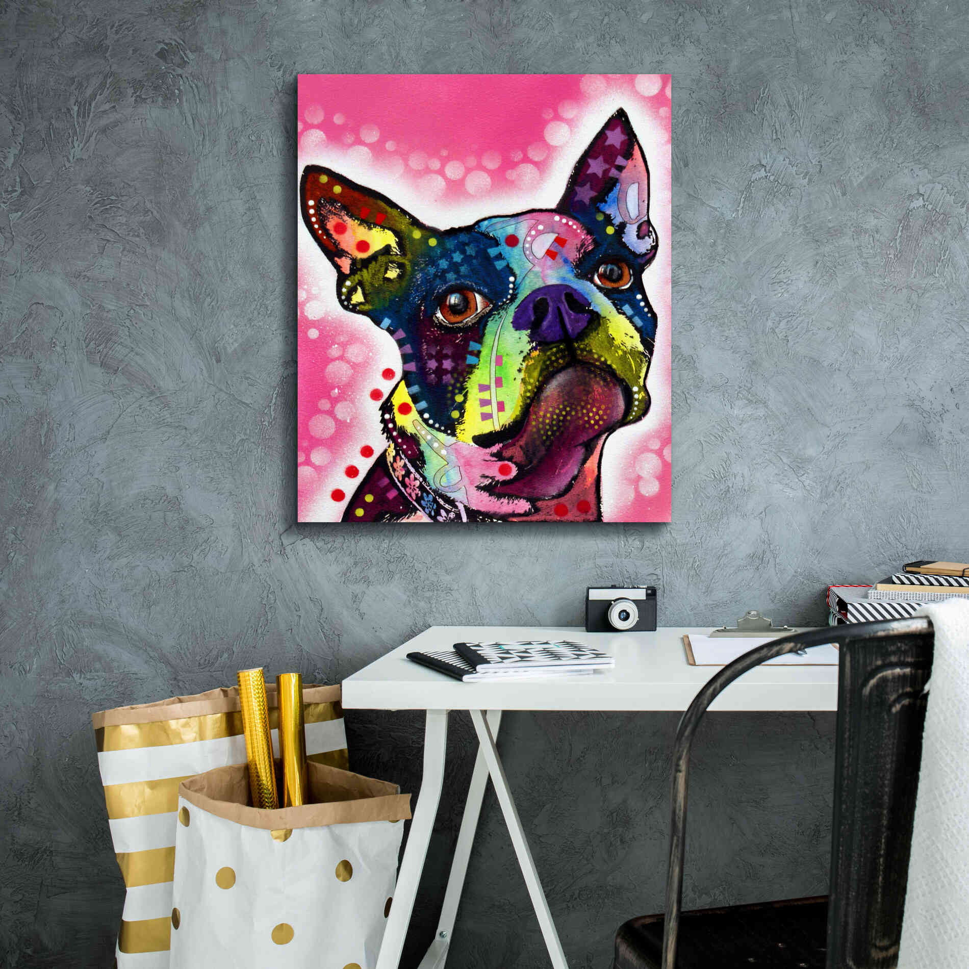 'Boston Terrier' by Dean Russo, Giclee Canvas Wall Art,20x24