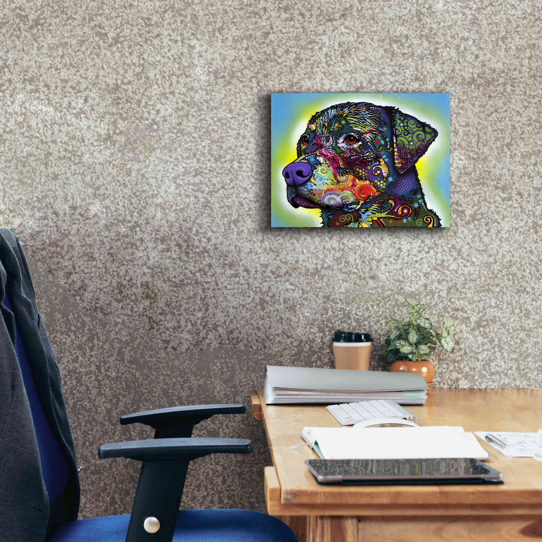 'The Rottweiler' by Dean Russo, Giclee Canvas Wall Art,16x12