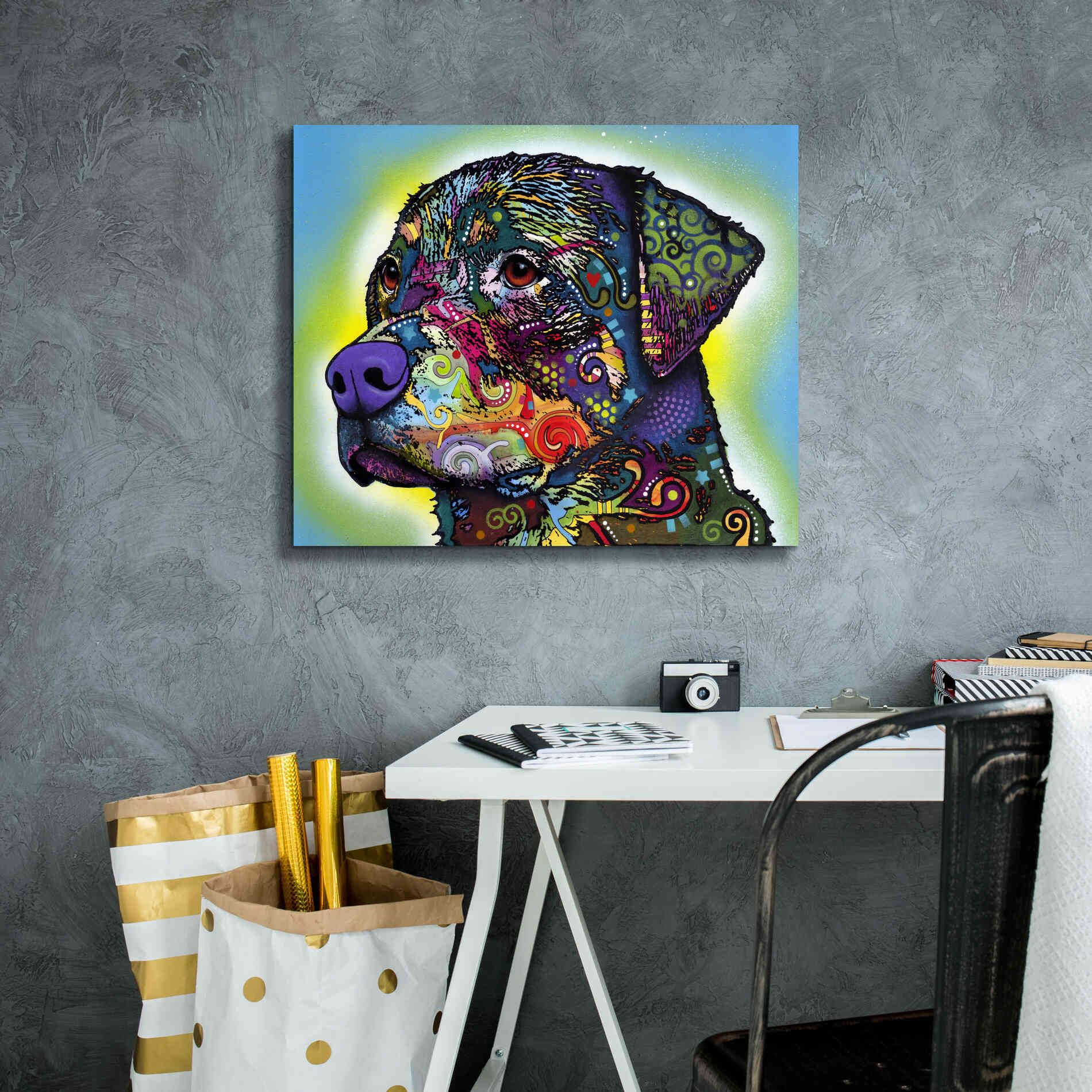 'The Rottweiler' by Dean Russo, Giclee Canvas Wall Art,24x20