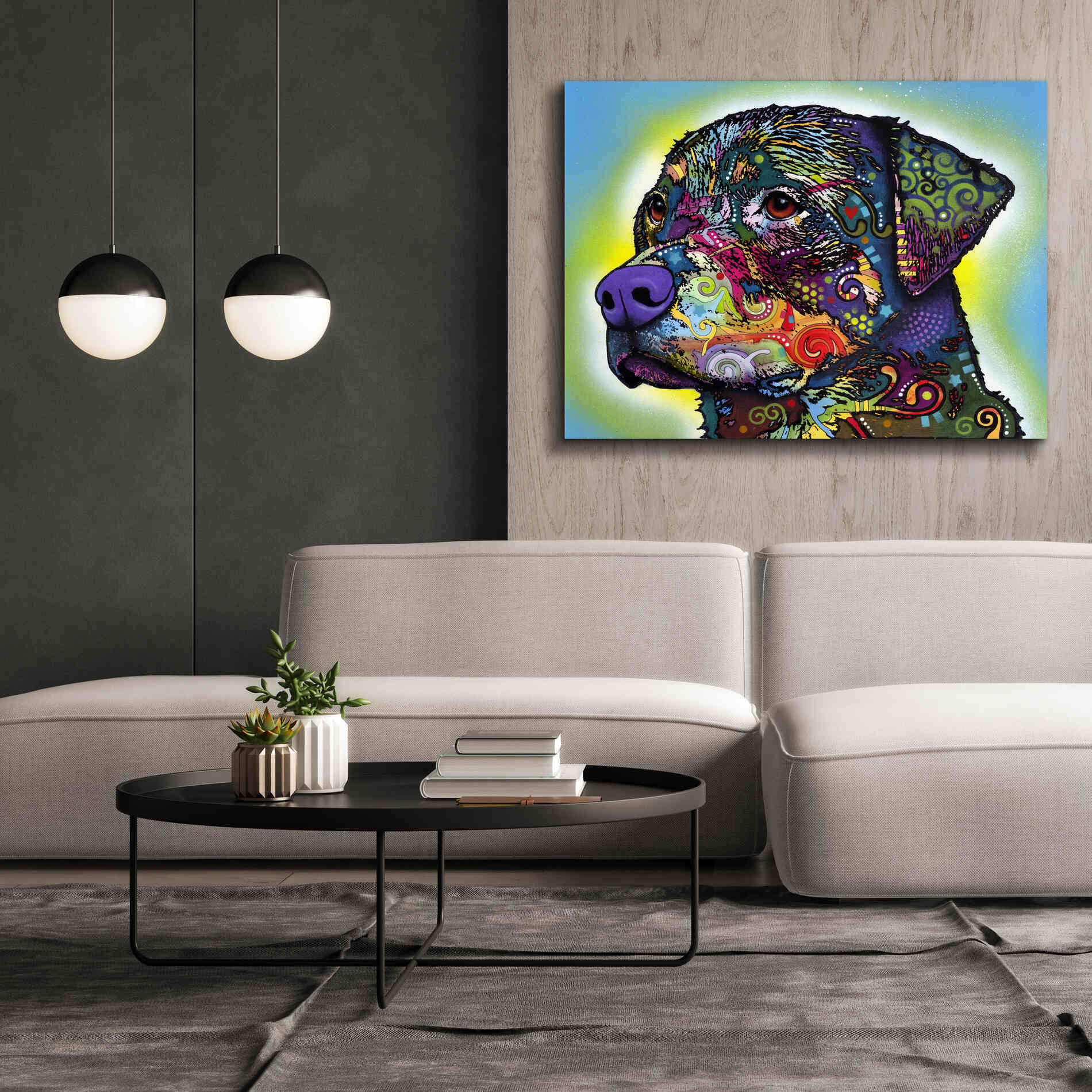 'The Rottweiler' by Dean Russo, Giclee Canvas Wall Art,54x40