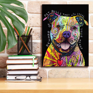 'Beware Of Pit Bulls' by Dean Russo, Giclee Canvas Wall Art,12x16