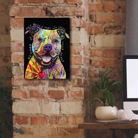 Image of 'Beware Of Pit Bulls' by Dean Russo, Giclee Canvas Wall Art,12x16