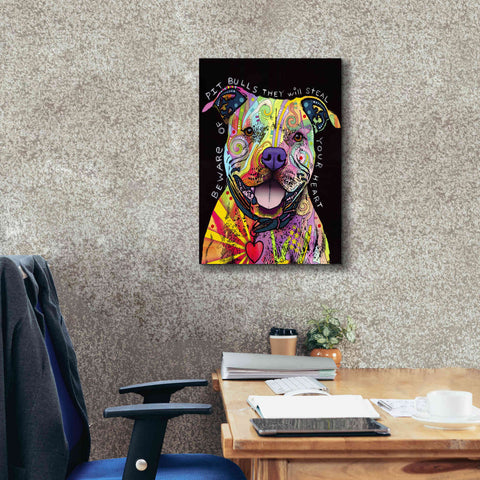 Image of 'Beware Of Pit Bulls' by Dean Russo, Giclee Canvas Wall Art,18x26