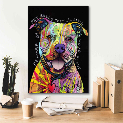 Image of 'Beware Of Pit Bulls' by Dean Russo, Giclee Canvas Wall Art,18x26