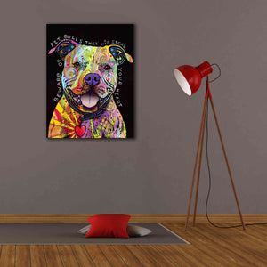 'Beware Of Pit Bulls' by Dean Russo, Giclee Canvas Wall Art,26x34