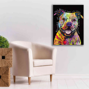 'Beware Of Pit Bulls' by Dean Russo, Giclee Canvas Wall Art,26x34
