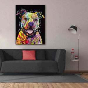 'Beware Of Pit Bulls' by Dean Russo, Giclee Canvas Wall Art,40x54